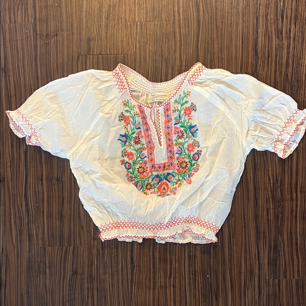Urban Outfitters Embroidered White Boho Crop Blouse XS